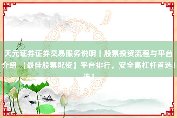 天元证券证券交易服务说明｜股票投资流程与平台介绍 【最佳股票配资】平台排行，安全高杠杆首选！