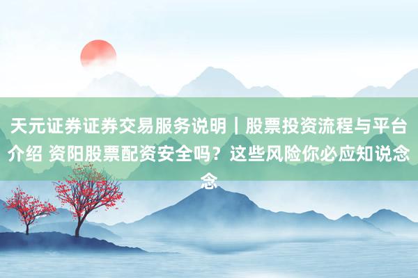 天元证券证券交易服务说明｜股票投资流程与平台介绍 资阳股票配资安全吗？这些风险你必应知说念