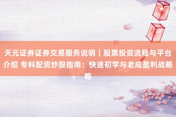 天元证券证券交易服务说明｜股票投资流程与平台介绍 专科配资炒股指南：快速初学与老成盈利战略