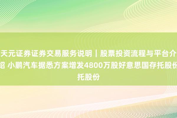 天元证券证券交易服务说明｜股票投资流程与平台介绍 小鹏汽车据悉方案增发4800万股好意思国存托股份