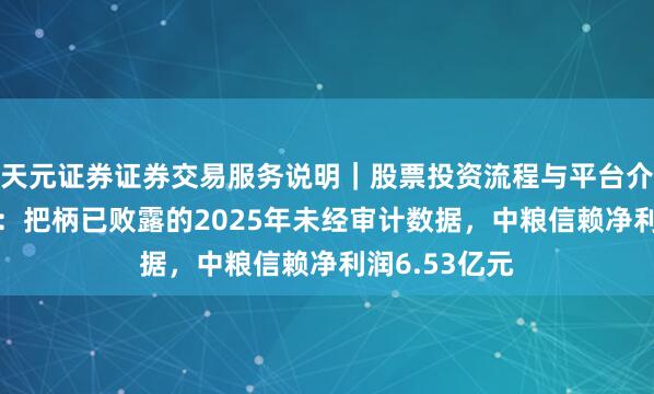 天元证券证券交易服务说明｜股票投资流程与平台介绍 中粮老本：把柄已败露的2025年未经审计数据，中粮信赖净利润6.53亿元