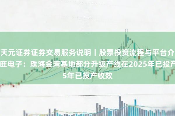天元证券证券交易服务说明｜股票投资流程与平台介绍 景旺电子：珠海金湾基地部分升级产线在2025年已投产收效